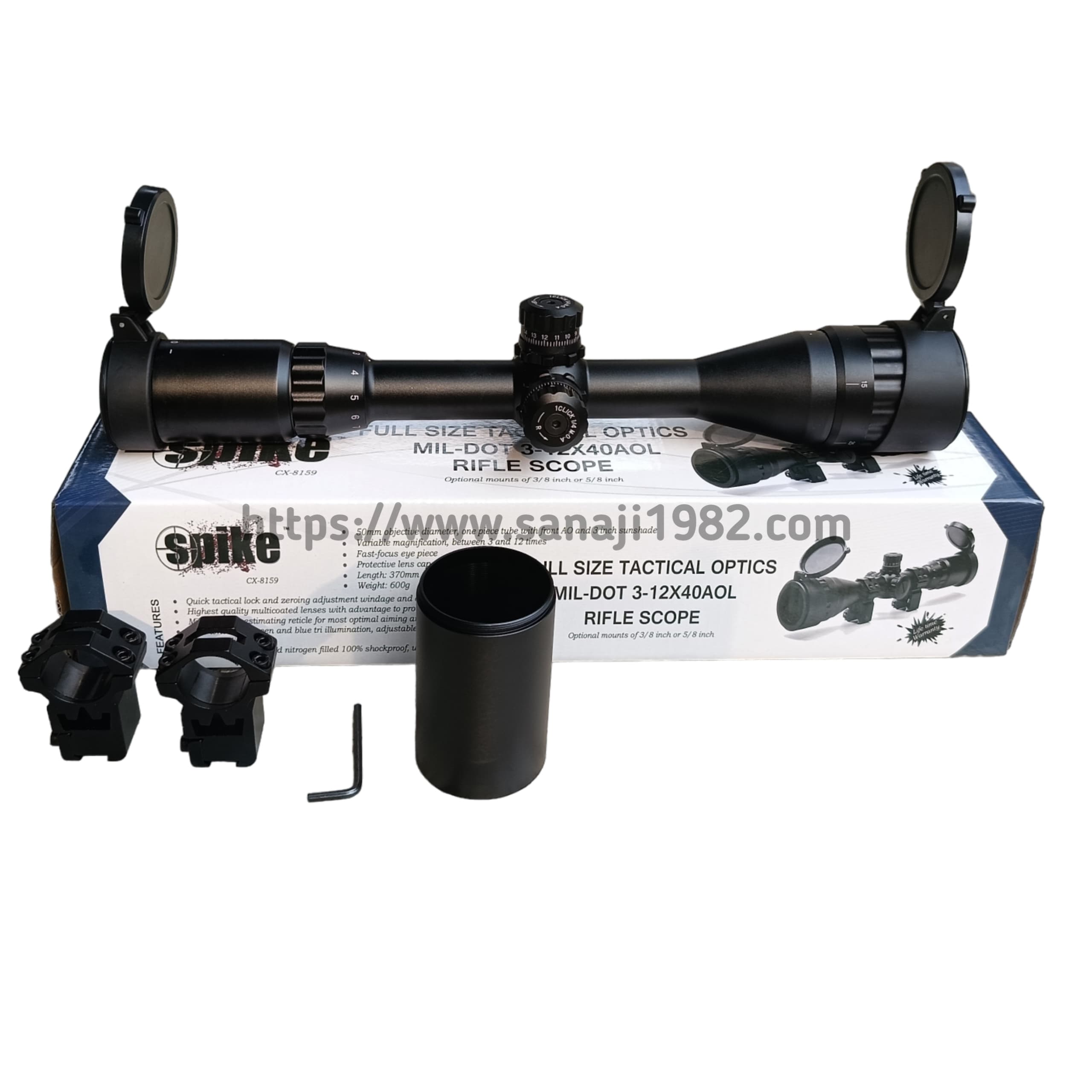 Teleskop Spike 3-12x40 AOL Sunhide tutup flip